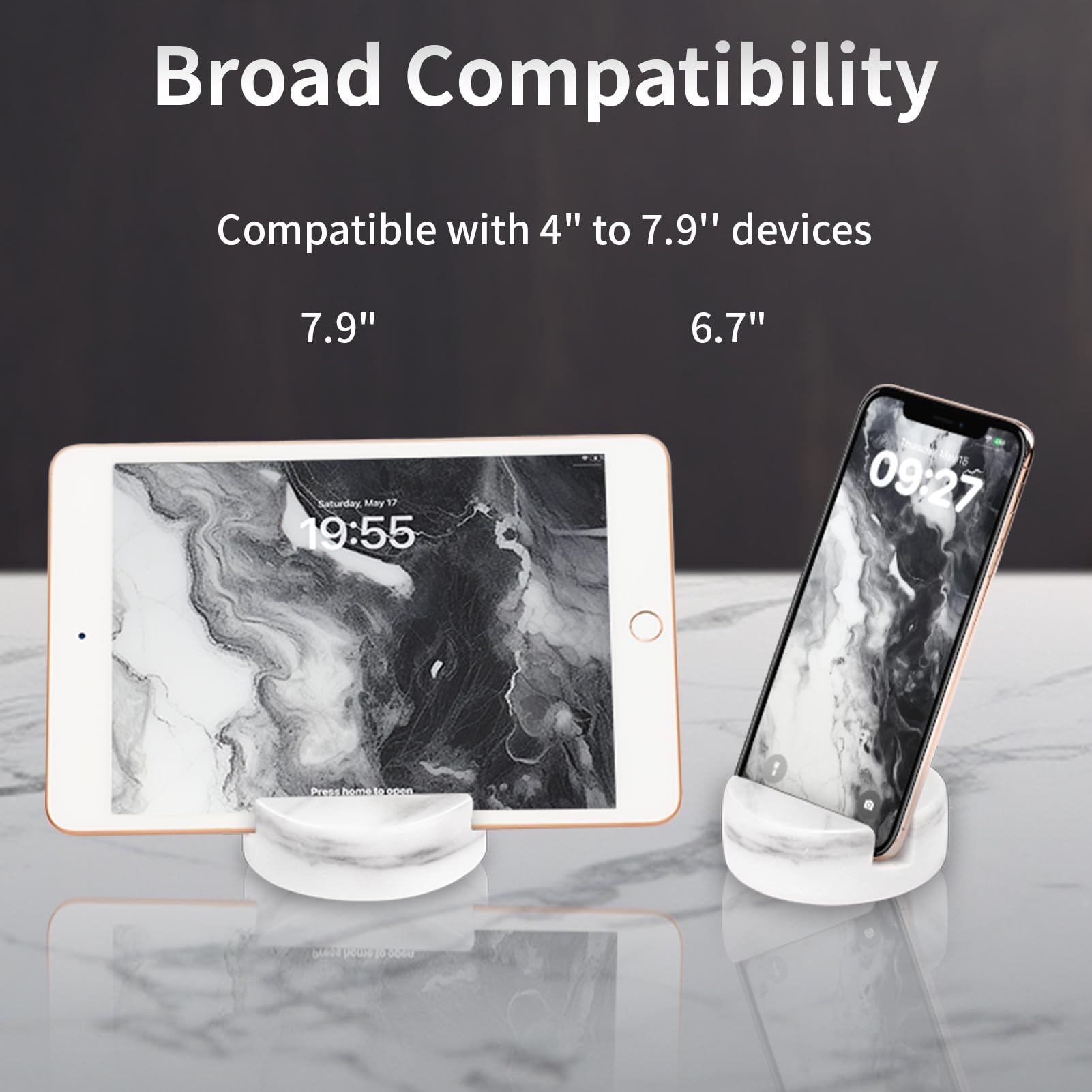 ZJL Marble Phone Stand for Desk - Cell Phone Holder for Nightstand Office Decor Telephone Boho White Marble Kitchen Accessories