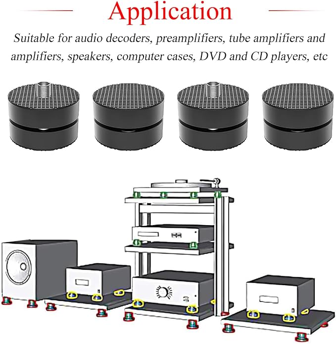 Audiocrast 4X HiFi Speaker Spikes 40×23mm Speaker Stand Feet Pads HiFi Shock Absorber Feet Aluminum Isolation Feet for Audio Speaker Subwoofer CD DVD Amplifier Turntable DAC