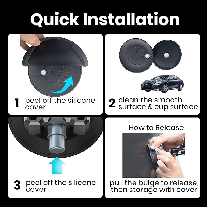 4.5" Suction Cup Camera Mount with 4.72" Extension Rod, Universal Car Mount for Cameras, Phones, Cameras with 3.84" Magic Arm