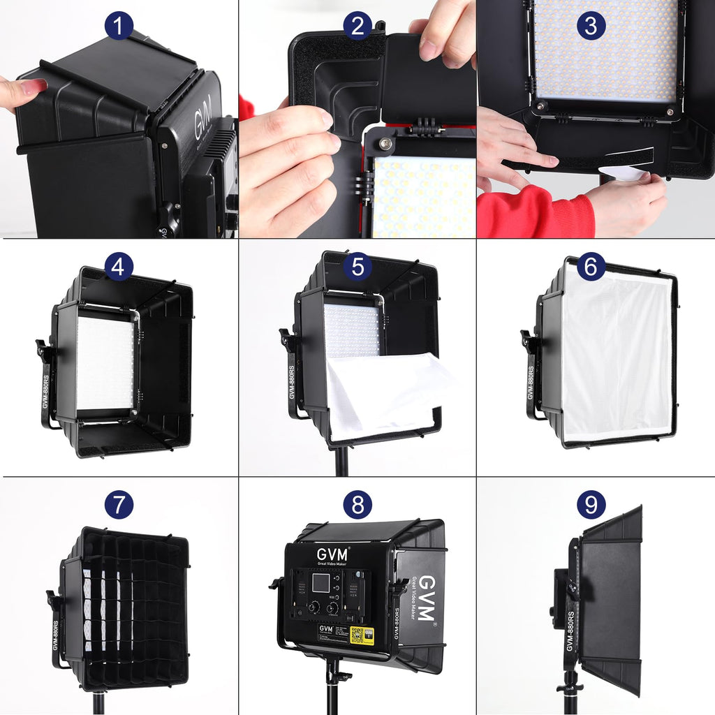 GVM RGB Photography Lighting Kits with 2 Softboxes, 880RS 60W Studio Lights with Bluetooth Control, 2 Packs Video Light with 18 Lighting Scenes, led Panel Lights for Video Recording, 8330lux/0.5M