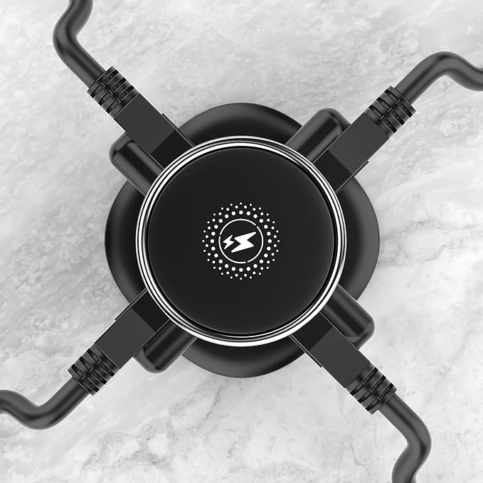 Jgstkcity Pop Up Outlet for Countertop 3.15-inch Desk Wire Hole Insert,9-in-1 Power Strip with 15W Wireless Charger,4 Outlets 4 USB Ports,15Amp Tamper Resistant Receptacle, ETL Listed (Black)