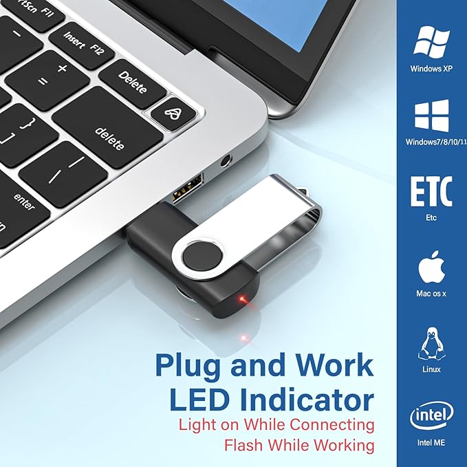 20Pack 1GB USB 2.0 Flash Drive with Keychains,Swivel USB Thumb Drives Memory Stick USB Drive for PC Laptop Computer (Mixcolors)