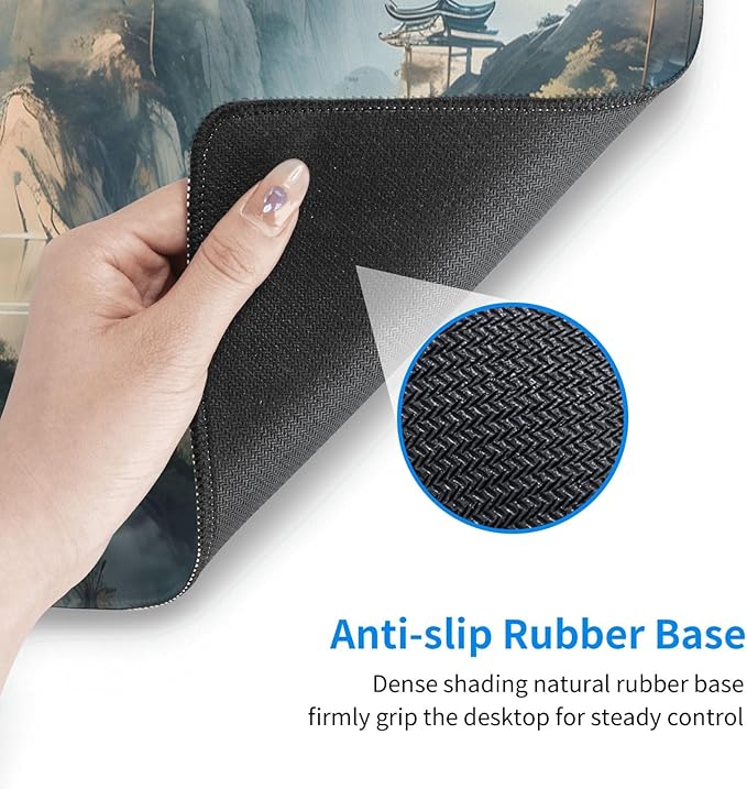 Large Mouse Pads Anime Landscape Mountain Wilderness Wonderland Non-Slip Rubber Base Gaming Mousepad, Keyboard and Mouse Pad with Stitched Edges,PC Desk Mat for Game,Work,Office(31.5"*11.8")
