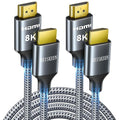 ARISKEEN 8K HDMI Cable 10FT 2-Pack, 48Gbps High Speed HDMI 2.1 Cable, 8K 60Hz, 4K 120Hz 144Hz Support for HDR 10, HDCP 2.2 2.3, eARC, DTS:X, Braided HDMI Cord Compatible with Laptop/HDTV - 10 Feet