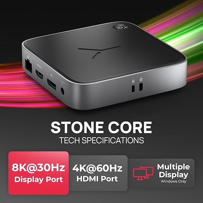 Brydge Stone CORE Powered Charging Docking Station – 10 Ports, 100W PD, Dual Monitor Docking Station, 4K60Hz, 8K HDMI, SD 4.0, USB-A & USB-C, Ethernet – Windows & MacOS Compatible Laptop