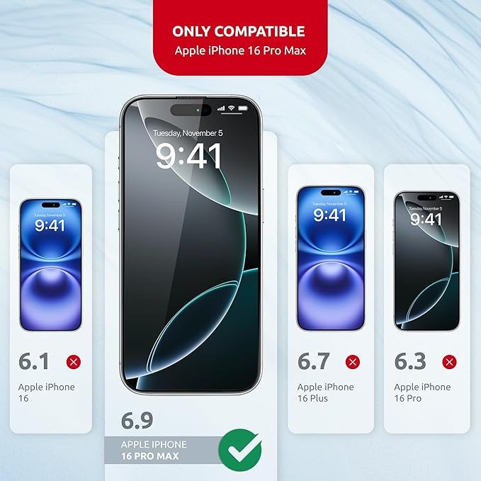 Screen Protector for iPhone 16 Pro Max – MagicBox Tempered Glass Screen Protector iPhone 16 Pro Max (2 Pcs) Edge-to-Edge Protection with 2 Applicators, 9H Hardness, Oleophobic Coating
