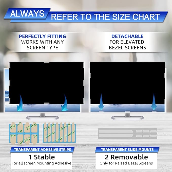 FILMEXT 31.5 inch Computer Privacy Screen Filter for 16:9 Widescreen Monitor, Removable 31.5 in Anti Blue Light Anti Glare Anti Spy Privacy Filter Shield-(27 7/16×15 7/16)