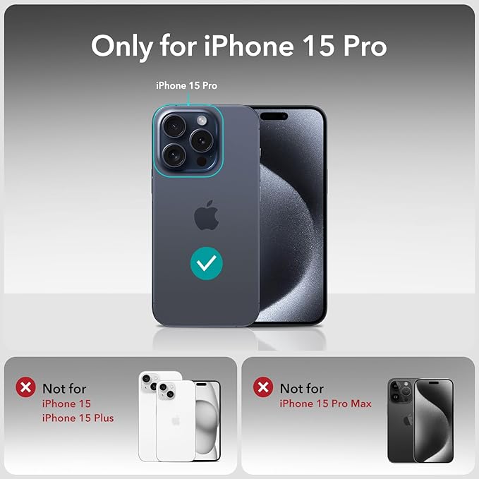 ESR 3+1 Pack for iPhone 15 Pro Screen Protector, 3 Black Edge Tempered-Glass Film and 1 Set Camera Lens Protector, 2.5D Curved Edges, Full-Coverage Military-Grade Protection, Scratch Resistant