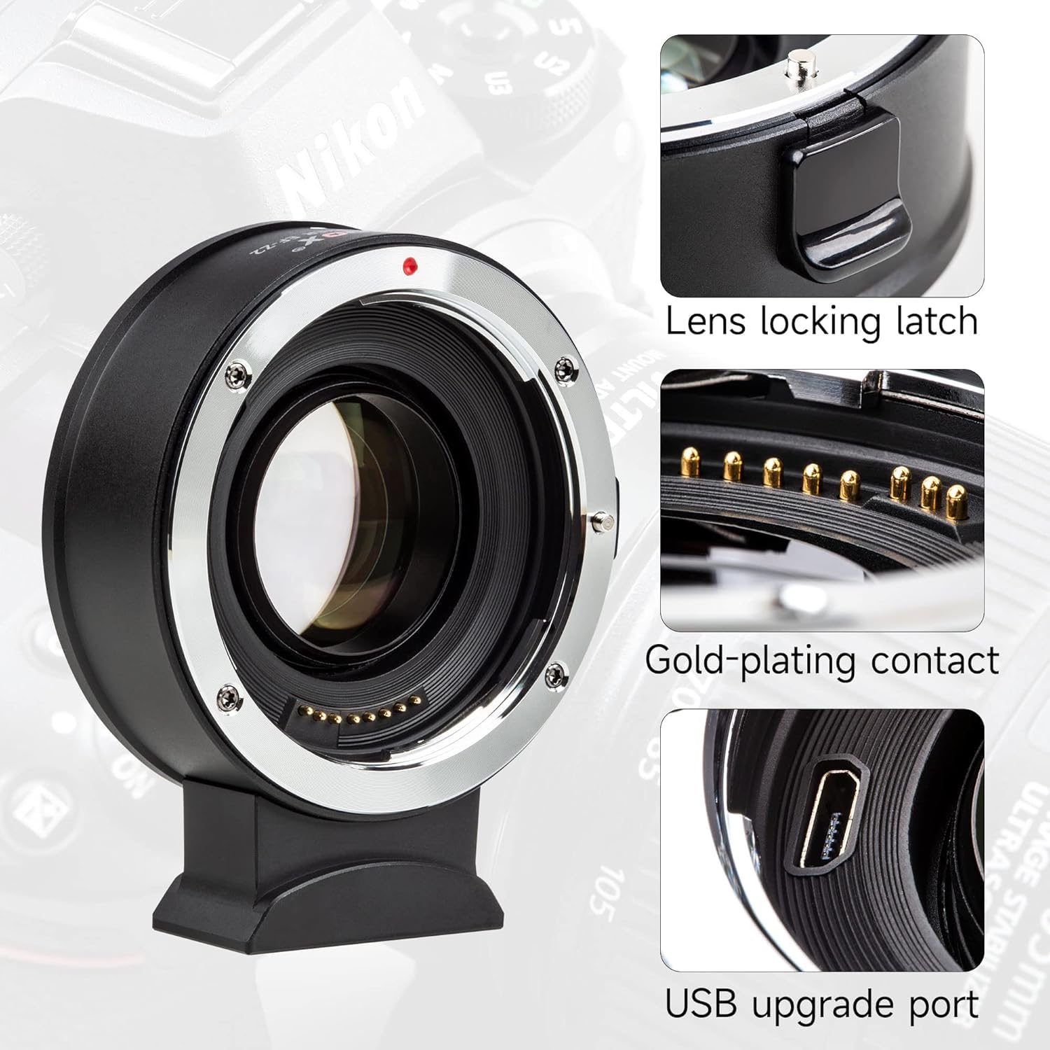 VILTROX EF-Z2 Auto Focus Lens Adapter 0.71x Reducer Speedbooster Lens Converter Compatible with Canon EF Mount Lens to Nikon Z Mount Mirrorless Cameras Z5 Z6 Z6II Z7 Z7II Z50 Zfc