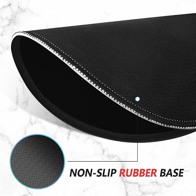 ITNRSIIET Mouse Pad Non-Slip Rubber Base Smooth Surface Stitched Edges Waterproof Durable Compatible with All Mice for Office & Gaming, Desk Accessory, Diameter 8.7 inch, JetBlack Solid