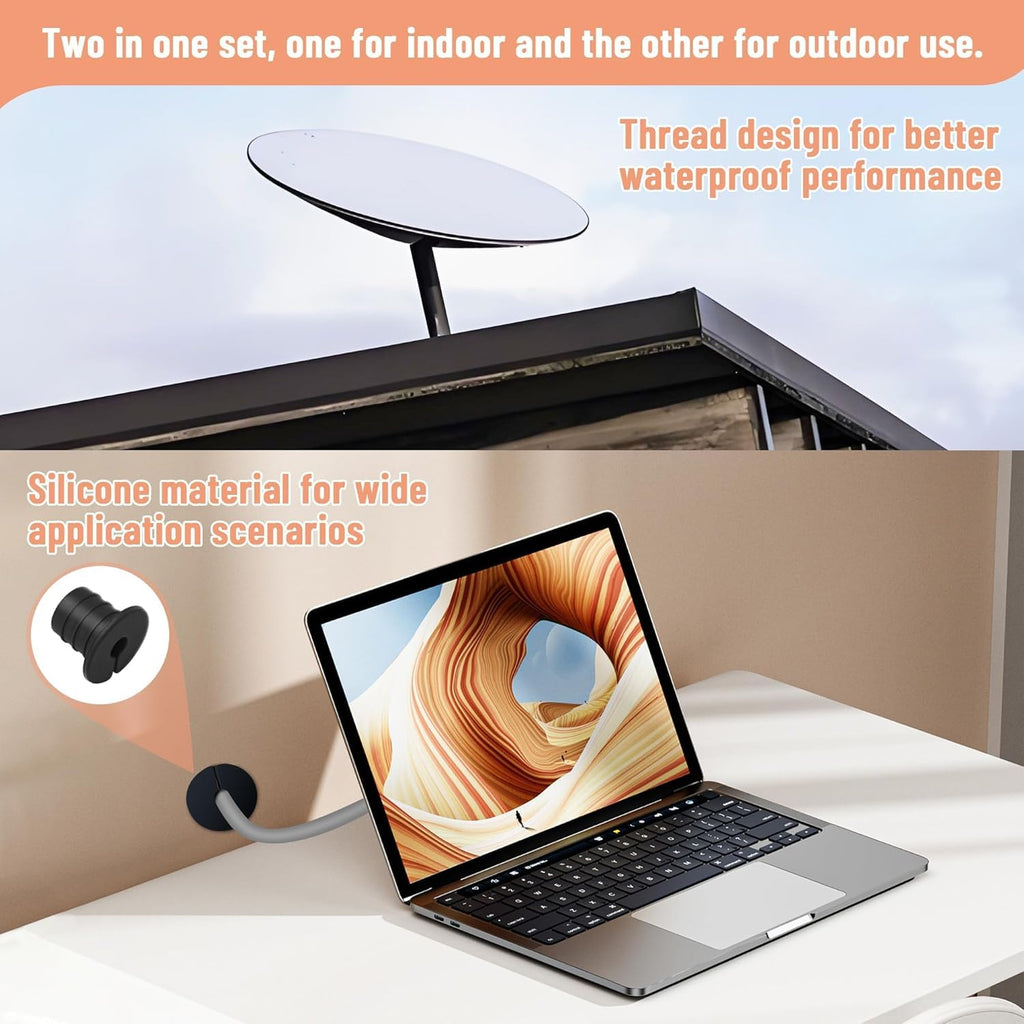 Cable Routing Kit for Starlink for 3/4 inch Wall Hole 10 Pcs, Starlink Accessories, Silicone Cable Wall Pass, Starlink Anti-Slip Wall Grommets for Cables (3/4 inch)