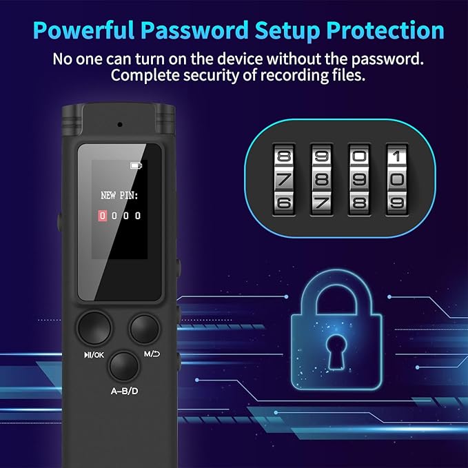 64GB Digital Voice Recorder Voice Activated Recorder for Lectures Meetings, Audio Recorder with Playback, Password, Variable Speed, Tape Recorder USB Charge, MP3