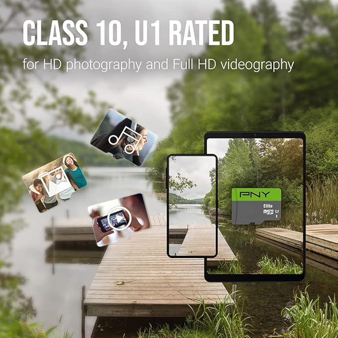 PNY 128GB & 32GB Elite Class 10 U1 microSDXC & microSDHC Flash Memory Card - 100MB/s, Full HD