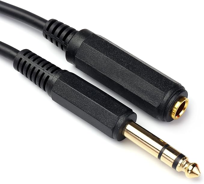 Disino 1/4 Inch Male to Female Stereo Extension Cable Gold Plated Quarter inch Headphone Extension Cable Cord- 20FT /6.6 Meters