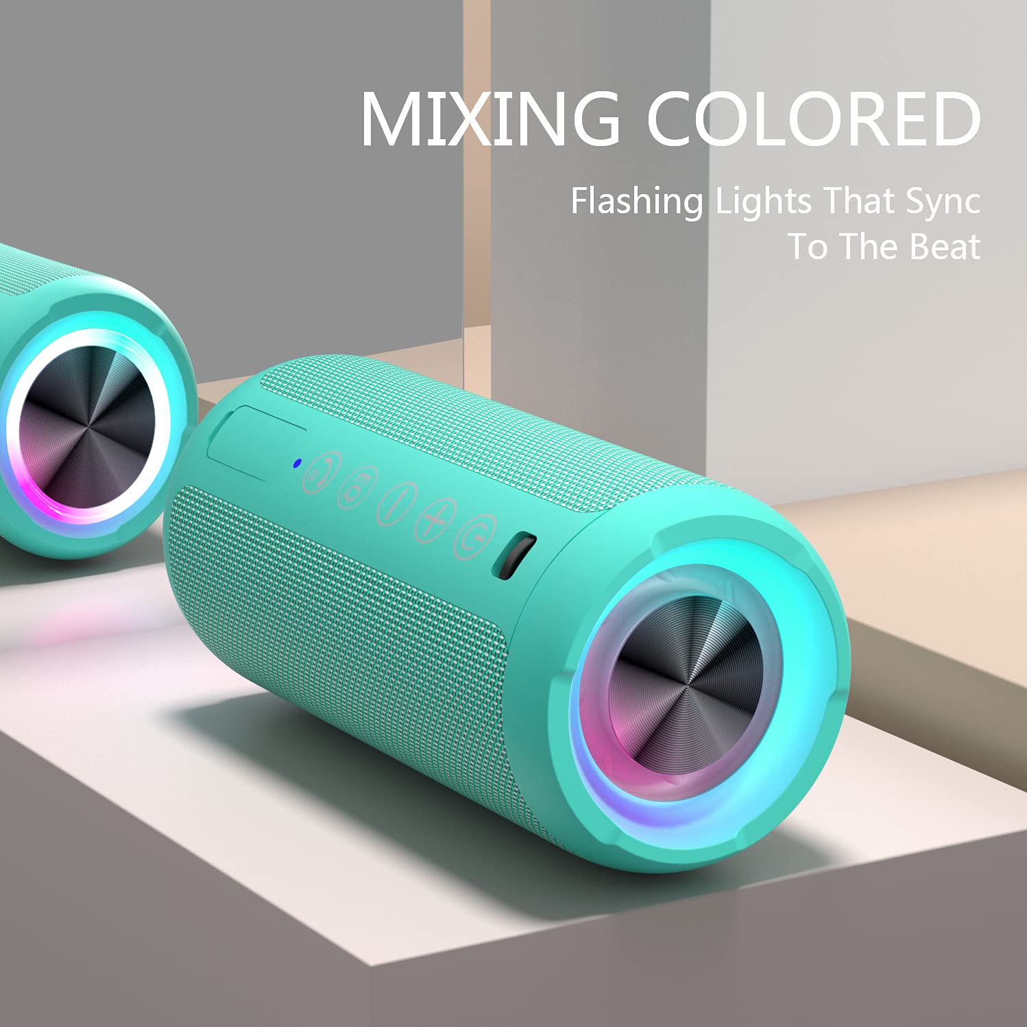Ortizan Portable Bluetooth Speakers, IPX7 Waterproof Wireless Speaker with 24W Loud Stereo Sound, Outdoor Speaker with Bluetooth 5.3, Deep Bass, RGB Lights, Dual Pairing, 30H Playtime for Home