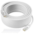Cat5e Ethernet Cable 200 FT, Long Cat 5e Internet Cable, White Snagless Patch Cord, Flexible, Network, LAN, PoE, Standard RJ45 Connector for PC, Server, Router, Modem, TV, PS5 - with 15 Cable Ties