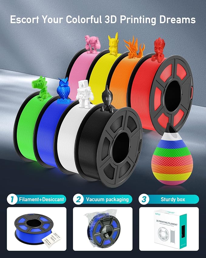 SUNLU PETG Filament 1.75mm Bundle, Less Stringing and Good Layer Adhesion 3D Printer Filament, Individually Vacuum Packed, 2kg in Total, 1kg per Spool, PETG 2 Pack, Grey+Grey