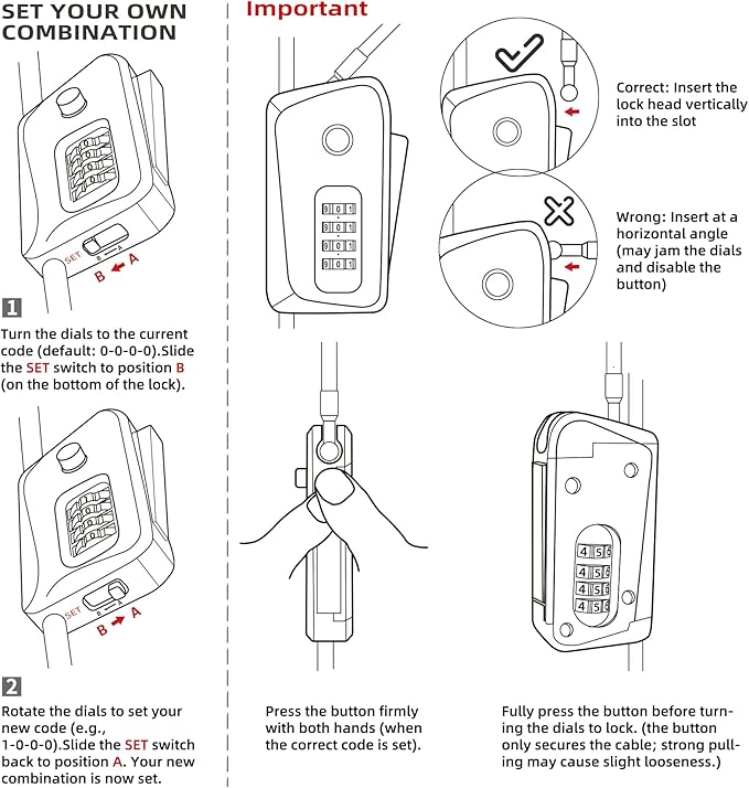 6ft Python Cable Lock for Bike, Bicycle, Scooter, Trail Camera Locking, 4 Digit Combination Padlock, Heavy Duty Anti Theft, Weatherproof, Adjustable Steel Cable Lock for Trail Cam, Kayak