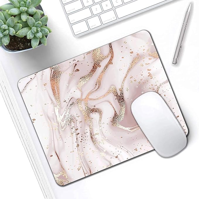 Mouse Pad, Gaming Mouse Pad, Non-Slip Rubber Base Mouse Mat with Designs for Laptop, Computer & Office, 9.5 x 7.9 x 0.12 inches (Marble 1)