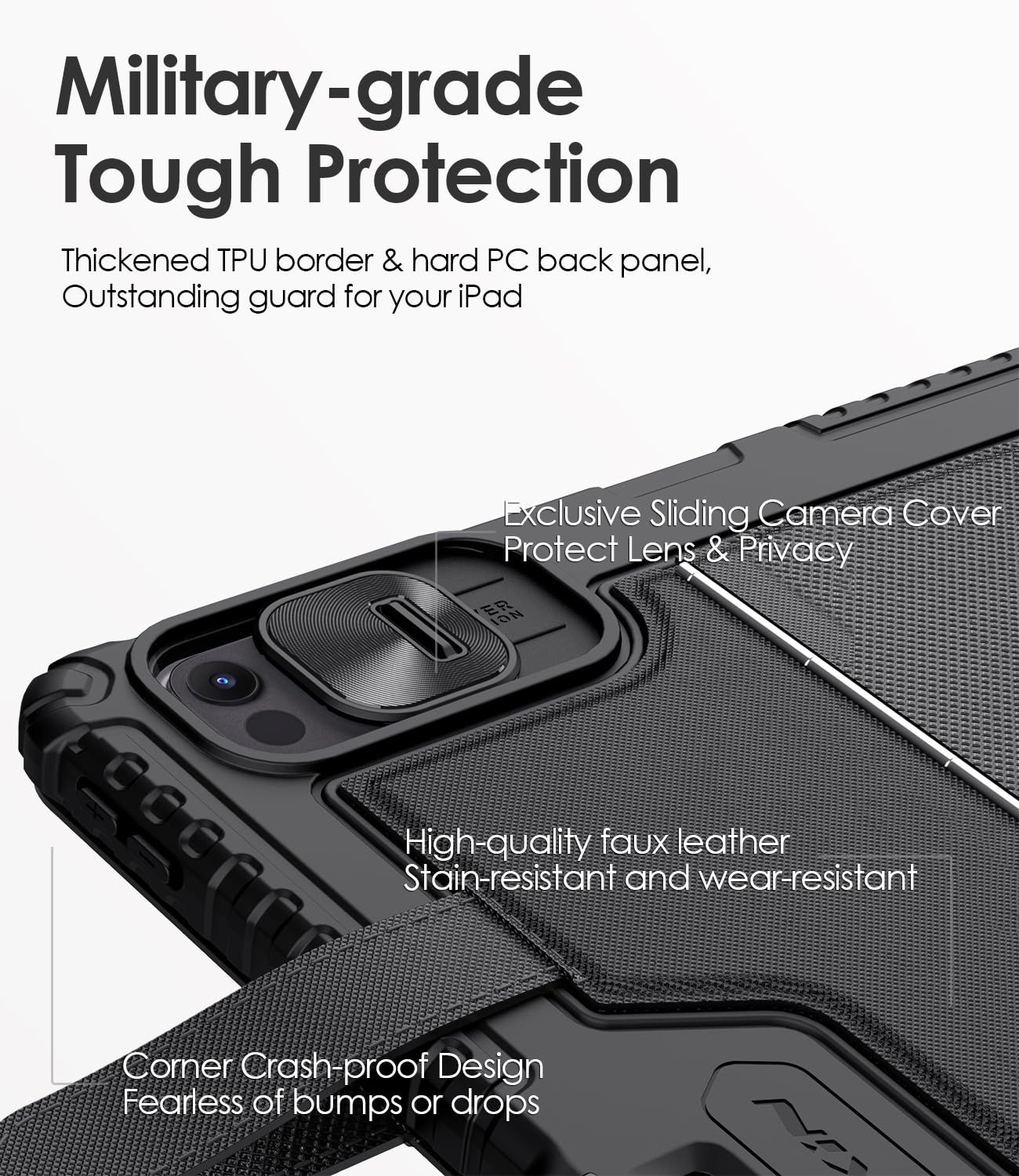 Nillkin Carry Go Keyboard Case for iPad Pro 13 inch (M5, 2025/M4,2024) with Handle, Rugged Case with Detachable Keyboard for iPad Pro 13", Magic Trackpad, 7 Colors Backlit, Portrait/Landscape, Black