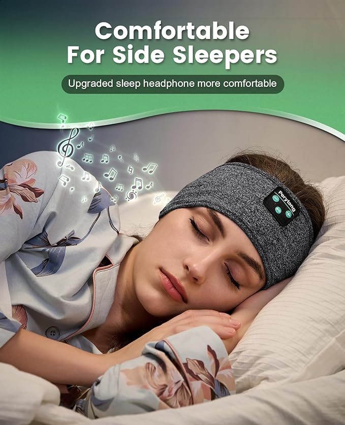 Perytong Sleep Headphones, Bluetooth Sports Headband Headphones with Ultra-Thin HD Stereo Speakers Perfect for Sleeping,Workout,Jogging,Yoga,Insomnia, Air Travel, Meditation