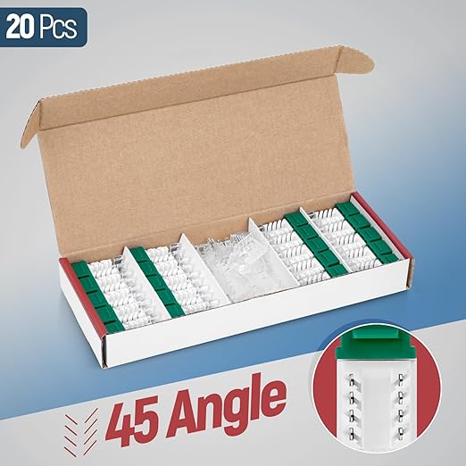 Everest 45° Angled RJ45 Cat6 Keystone Jacks 20-Pack in Green - Slim Profile Female RJ45 Connectors - Cat 6 Keystone Jack - Compatible with 45° Angled Speed Termination Tool - 45Term (B0BL3GS7ZY)