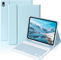 MMK iPad A16 Case (2025, 11"), iPad 10th Generation Case with Keyboard (2022, 10.9"), Wireless Detachable Keyboard, Pencil Holder (Blue)