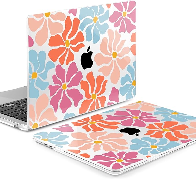 MEEgoodo for M4/M3/M2 MacBook Air 15.3 inch Case 2025 2024 2023, Case Fit Model (A3241/A3114/A2941) for MacBook Air 15 inch, Laptop Hard Shell with Keyboard Cover, Minimalist Style Floral