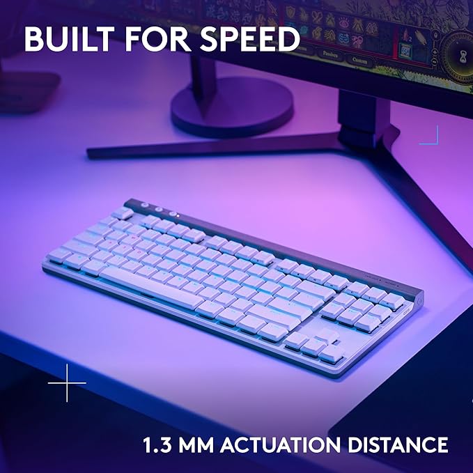Logitech G515 Wireless Gaming Keyboard TKL, LIGHTSYNC RGB, Thin Tenkeyless Design, Double-Shot PBT Keycaps, Tactile Brown Mechanical Switches - White