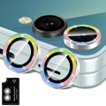 Avocase for Samsung Galaxy Z Flip 7 Camera Lens Protector, Individual Metal Ring Tempered Glass Lens Cover, [Strong Adsorption] Scratch Resistant Ultra-Thin HD Clear Lens Cover, 1 Set-Colorful Sparkly