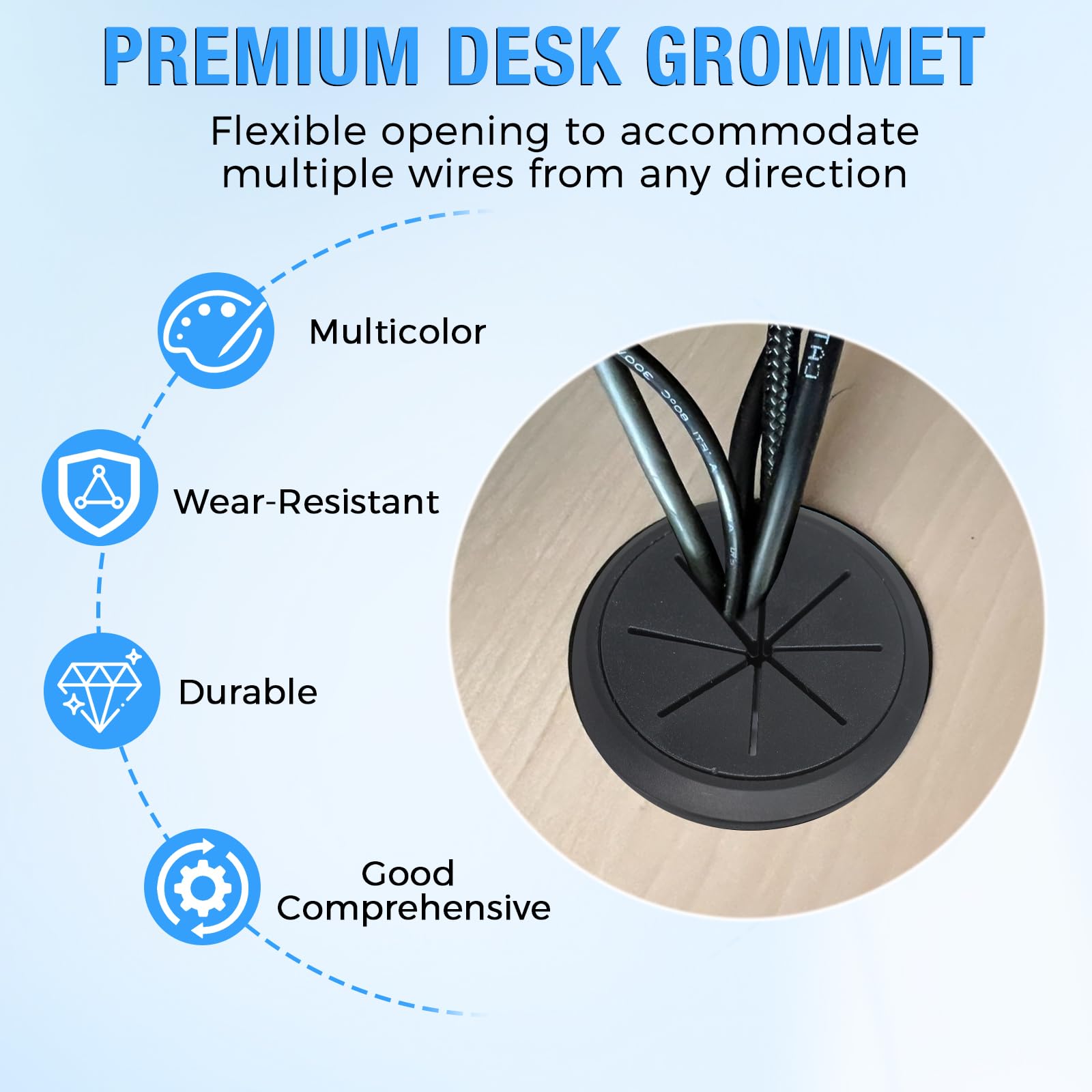 BOPOREAE 4 Pcs Desk Grommet 2-1/16" (53mm), Desk Hole Cover for Cables