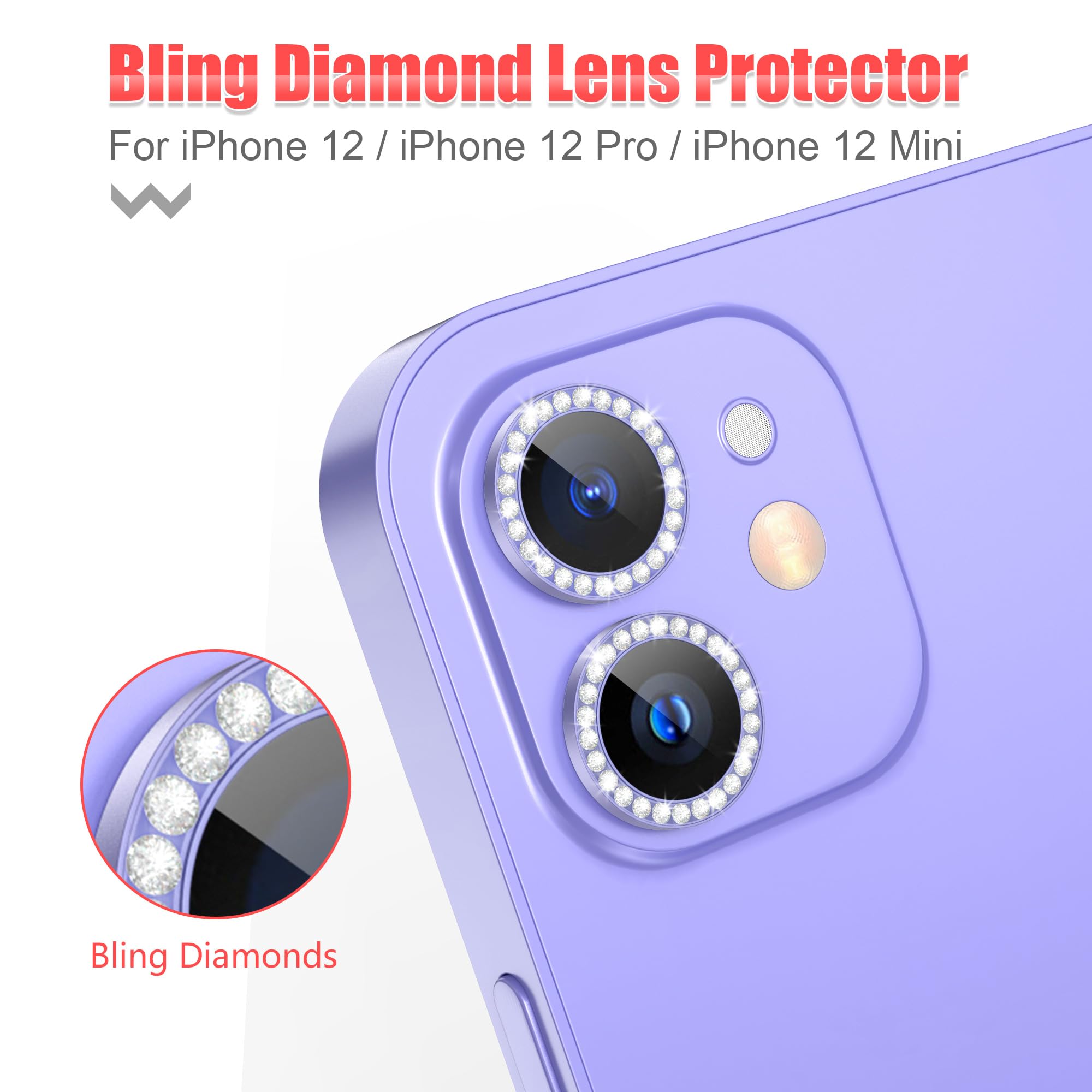 AGVEE 3+3 6 Pack for iPhone 12 & Mini & Pro Camera Lens Protector Cover
