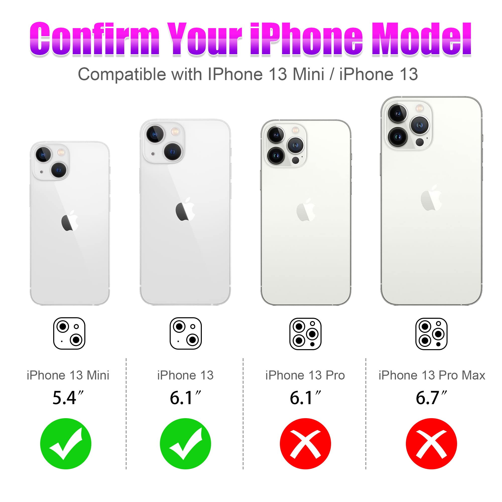 AGVEE 3+3 6 Pack for iPhone 13 & Mini Camera Lens Protector Cover