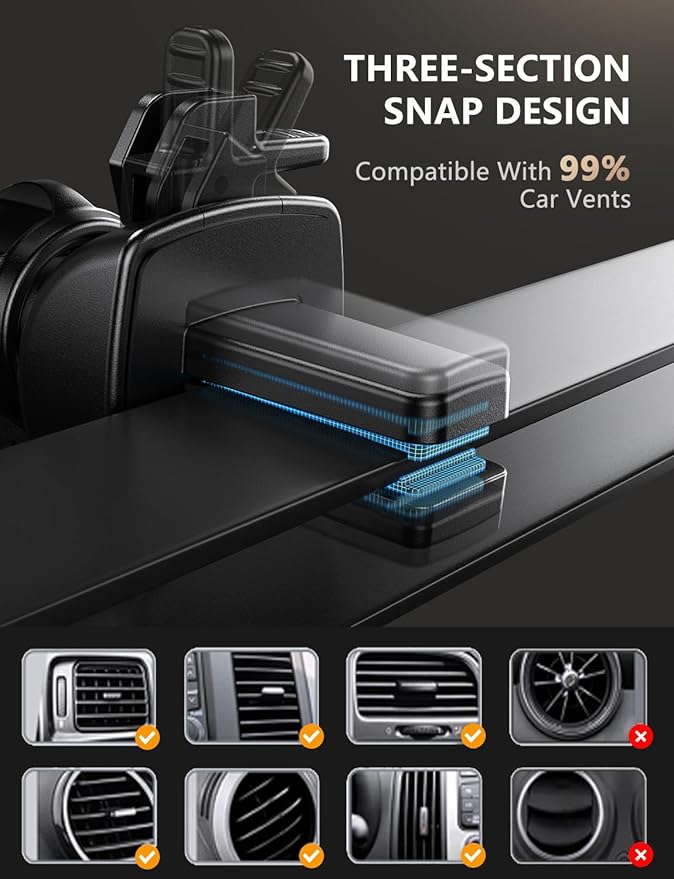 Wireless Car Charger, JOYMASS 15W Fast Charging Auto Clamping Car Charger Cell Phone Holder Mount Vent for iPhone 15 14 13 12 Mini Pro Max, Samsung Galaxy S24 Ultra S23 S22 S21+ Note 20, etc - Blue
