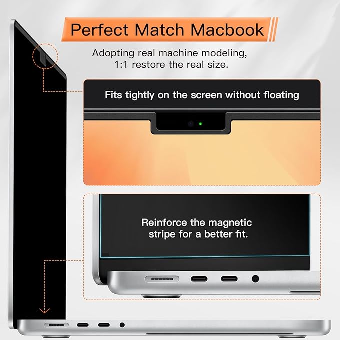Privacy Screen MacBook Pro 13 Inch(2016-2022, M1, M2) & MacBook Air 13" (2018-2021, M1), Magnetic Anti Glare Blue Light Filter with Camera Cover, Anti Spy Laptop Screen Protector for Mac 13 In