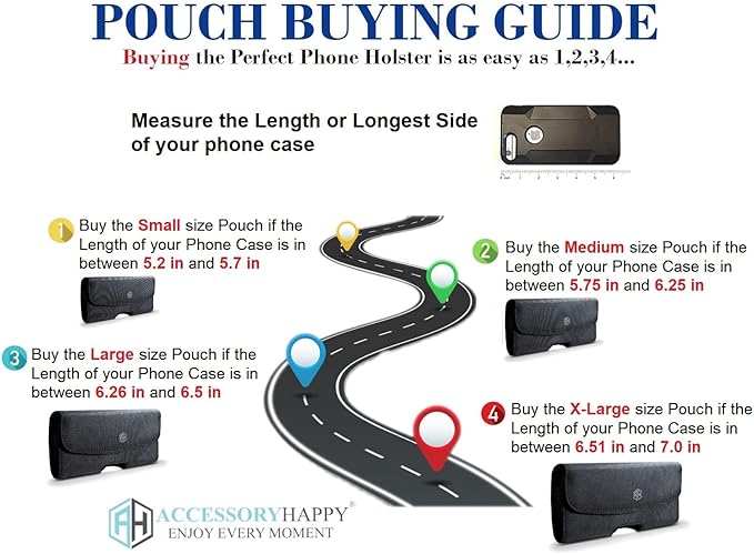 AH Men Phone Belt Holder Pouch Cell Phone case Nylon Phone Holster with Belt Loop Belt Clip for iPhone16 Plus 16 Pro Max 15 Plus, S24 S25 Ultra Clip Pouch fits Otterbox/Thick Case (X-Large)