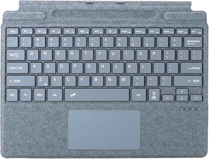 Keyboard for Microsoft Surface Pro Copilot+ (11th Edition) / Pro 11 / Pro 10 / Pro 9 / Pro 8 / Pro X, 13 inch, Detachable Type Cover with Touchpad, 7-Color Backlit & Pen Holder (Ice Blue)