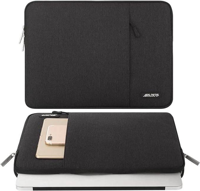 MOSISO Laptop Case 17.3 inch, 17-17.3 inch Laptop Sleeve Compatible with Dell, HP, Lenovo, Asus, Acer, Alienware, Polyester Vertical Computer Sleeve Bag with Pocket, Black