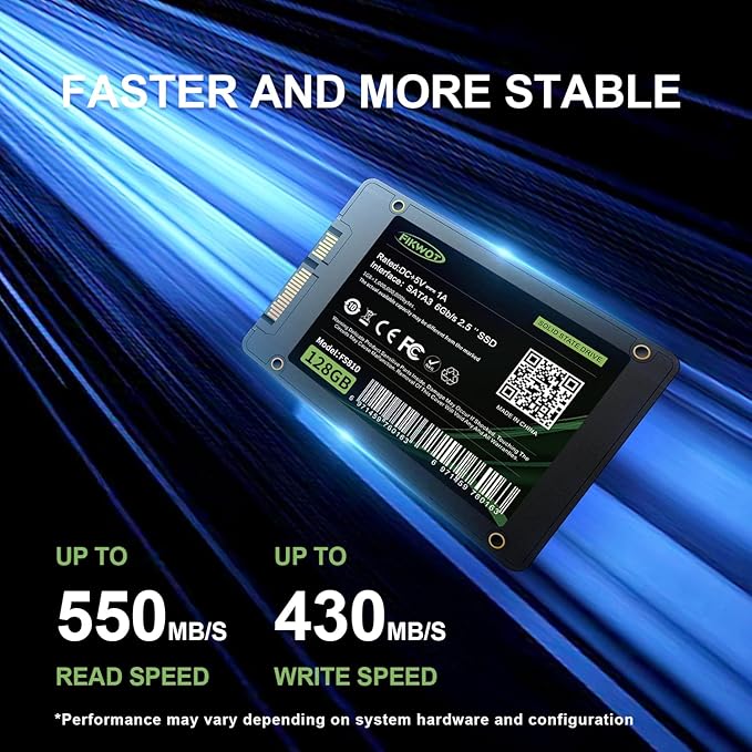 FS810 128GB SSD, 2.5" SSD SATA III 6Gb/s, Solid State Drives, Up to 560MB/s, 3D NAND TLC Flash, Internal SSD for Desktops and Laptops(Black)