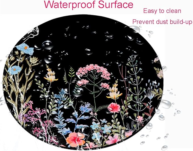 Floral Mouse Pad: Non-Slip Rubber Base & Comfortable Lycra Cloth - Cute Mouse Pad for Women, Round Waterproof for Computer, Laptop, Office, Home
