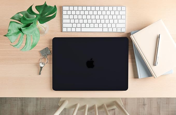 Matt Black Case for MacBook Pro 13 inch M2 M1 A2338 A2289 A2251 A2159 A1989 A1706 2023-2016 Release with Touch ID, 6 in 1 Plastic Hard Shell&Keyboard Cover&Screen Protector&Webcam Cover