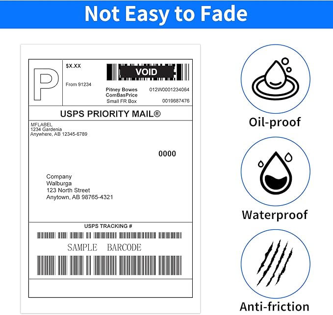 FungLam 4"x6" Direct Thermal Shipping Labels - Compatible with Zebra, Munbyn, Rollo Printers - 450 Labels Per Roll, 20 Rolls