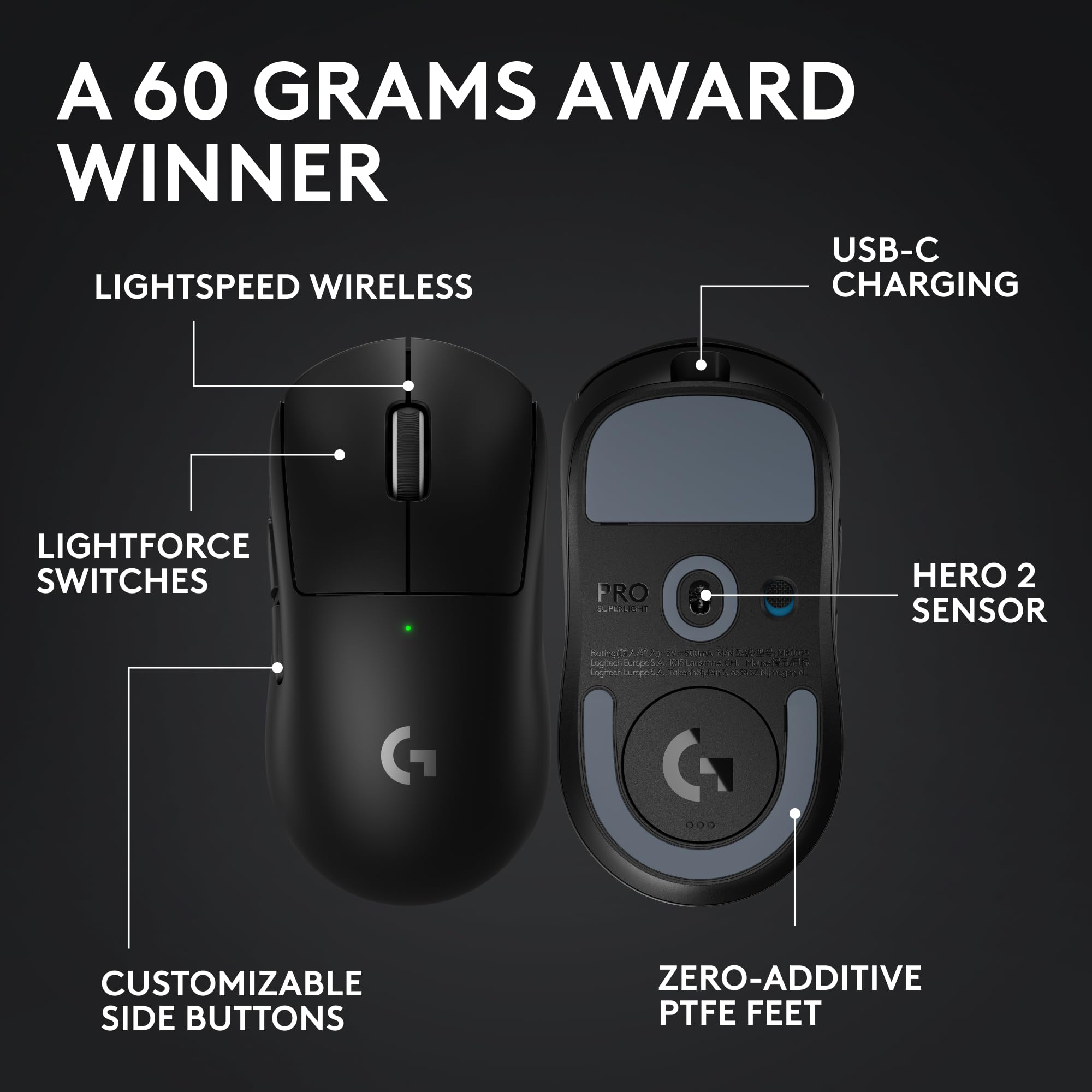 Logitech G PRO X Superlight 2 Wireless Gaming Mouse - Black