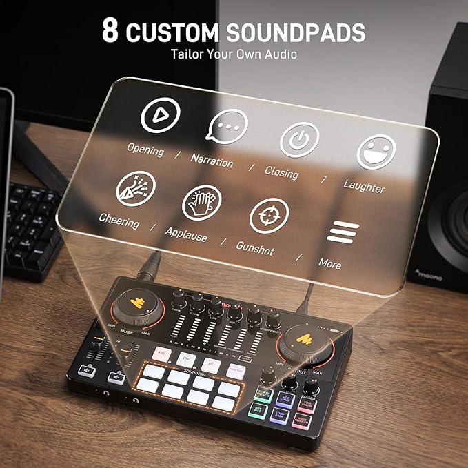MAONO Podcast Equipment Bundle: Audio Interface mixer with Dual XLR Input for Podcast Streaming - MaonoCaster E2 Gen2 (E2 GEN2+PD400X+BA92+MH601)
