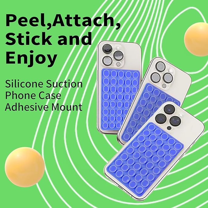 Silicone Double Octo Buddy-Sided Suction Phone Grip Detachable Mount - Car Dashboard/Shower Phone Holder, Hands-Free For Selfies & Videos, TikTok/ASMR/Yoga - iphone & Android Compatible (Dark blue)