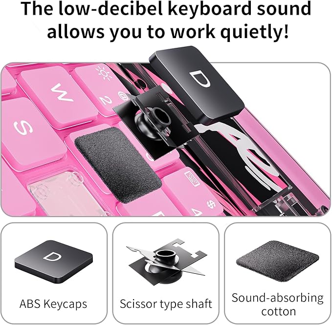 iPad Keyboard Case for iPad 10th Gen (2022) & 11th (A16, 2025), Magic Wireless Keyboard with Trackpad 7 Color Backlit, 360° Rotating Stand Transparent Protective Cover with Pencil Holder (Pink)