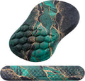 Mouse Pad Wrist Support, Laokiiy 2 in1 Keyboard Wrist Rest+ Ergonomic Mouse Pad, Non-Slip Wrist Rest for Computer Keyboard, Made Easy Typing & Relieve Wrist Pain（Green Gold Black Marble）