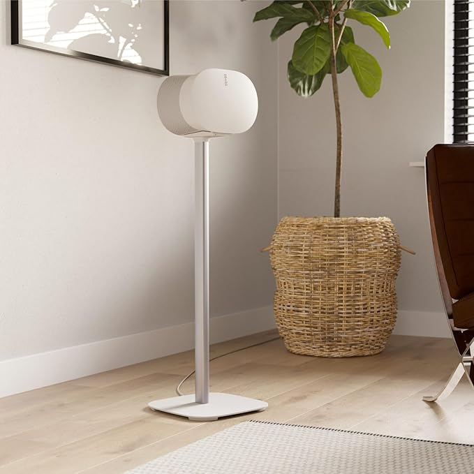 Vogel's SFS 4133 Speaker Floor Stand for Sonos ERA 300, Cable Inlay System, Height: 32,3 inch (82 cm), Exceptionally Stable, White, 1 Floor Stand