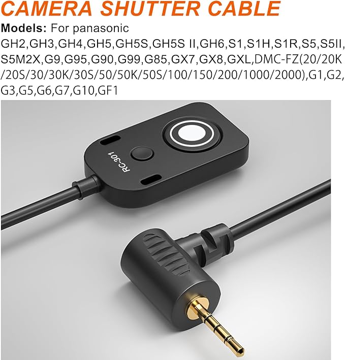 for Leica V-lux114 Cable/for Panasonic Genera Shutter Cable s5 ii S5M2XS GH4 GH5 /6 g85 g9 Remote Camera Small Shutter Release Remote Control V-lux2,V-lux3,V-lux4,V-lux5,V-lux114(RC301-L1 30cm)
