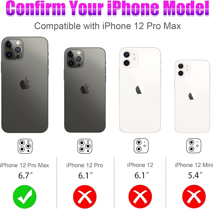 AGVEE 3+3 6 Pack for iPhone 12 Pro Max 6.7" Camera Lens Cover Protector, Bling Diamond & Bling Glitter Metal Ring 9H Tempered HD Glass Camera Cover Protector Film, Bling-Black